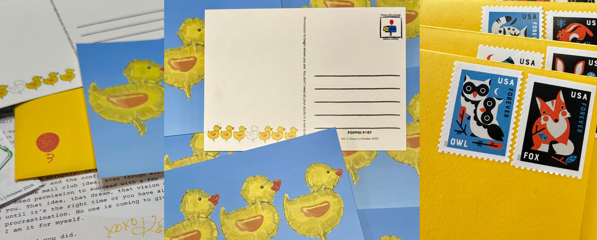 Monthly mail subscription of art goodies delivered straight to your mailbox, they old fashioned way.