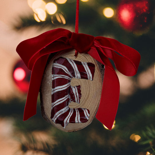 CandyCane Balloon Letter Wood Ornament