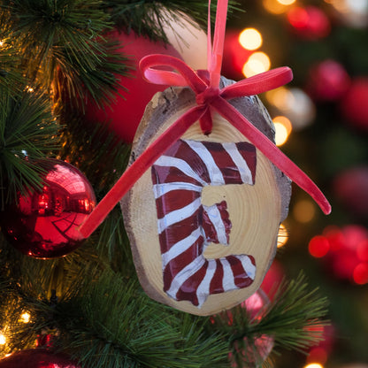 CandyCane Balloon Letter Wood Ornament